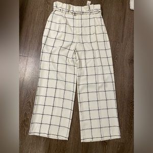 Express white/black wide leg trousers